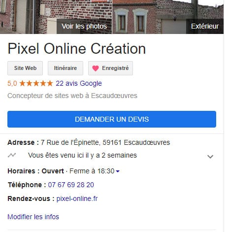 Pixel Online Google Business Desktop